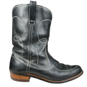 Vintage Double H Men's Black Leather Western Cowboy Size US 9.5 D